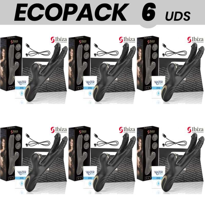 ECOPACK 6 UNIDADES - IBIZA TWO DRAGONS VIBRADOR DUPLO PRETO - D-242599 - Dona Pimenta