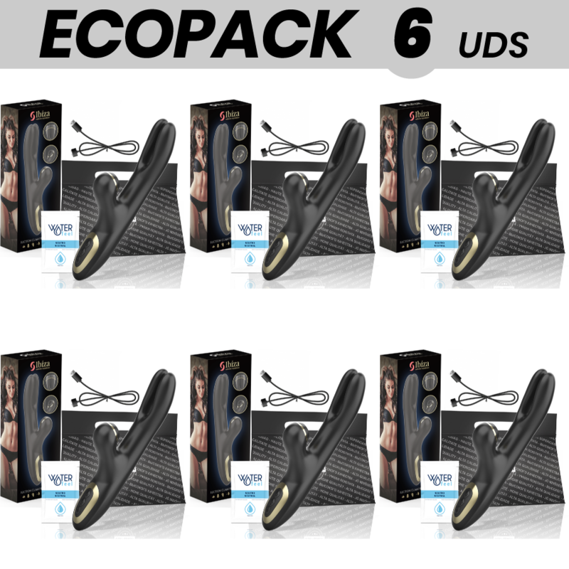 ECOPACK 6 UNIDADES - IBIZA DUPLO VIBRADOR APERTO PRETO - D-242600 - Dona Pimenta