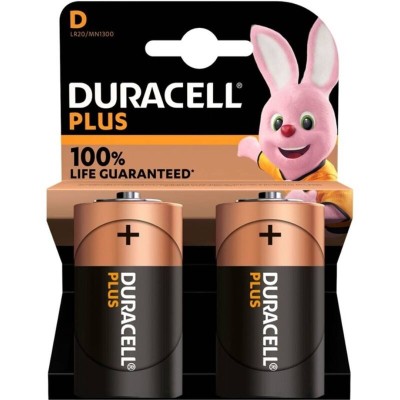 DURACELL - BATERIA ALCALINA PLUS POWER 100 D LR20 2 UNIDADES - D-228026 - Dona Pimenta