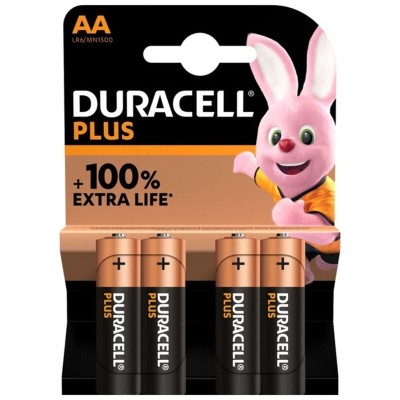 DURACELL - PLUS POWER 100 BATERIA ALCALINA AA LR6 4 UNIDADE - D-230394 - Dona Pimenta