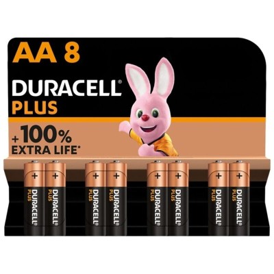 DURACELL - PLUS POWER 100 BATERIA ALCALINA AA LR6 8 UNIDADE - D-230395 - Dona Pimenta