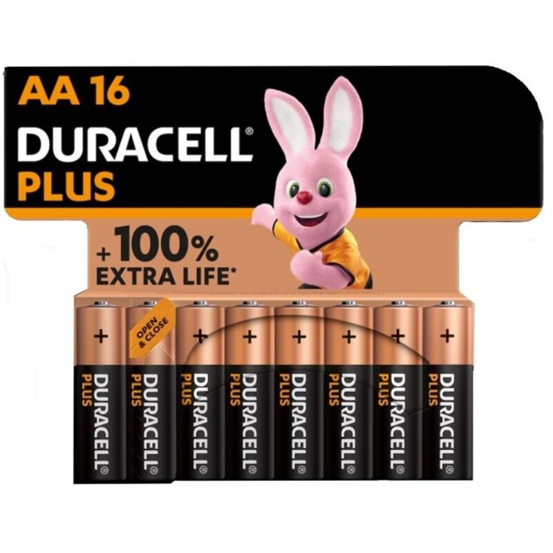 DURACELL - PLUS POWER 100 BATERIA ALCALINA AA LR6 16 UNIDADE - D-230396 - Dona Pimenta