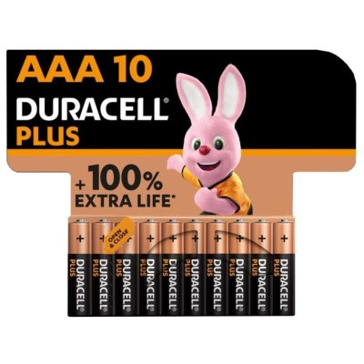 DURACELL - PLUS POWER 100 BATERIA ALCALINA AAA LR03 10 UNIDADE - D-230450 - Dona Pimenta