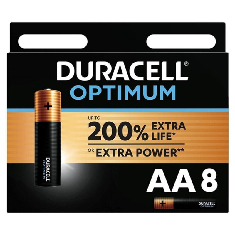 DURACELL - OPTIMUM 200 BATERIA ALCALINA AA LR6 8 UNIDADE - D-231870 - Dona Pimenta