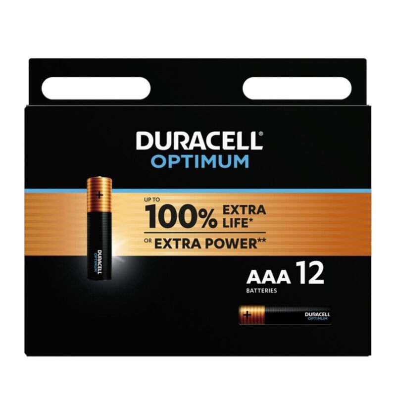 DURACELL - BATERIA ALCALINA OPTIMUM 200 AAA LR03 12 UNIDADE - D-233552 - Dona Pimenta