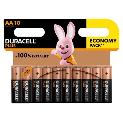 DURACELL - PLUS POWER 100 BATERIA ALCALINA AA LR6 10 UNIDADE - D-233553 - Dona Pimenta