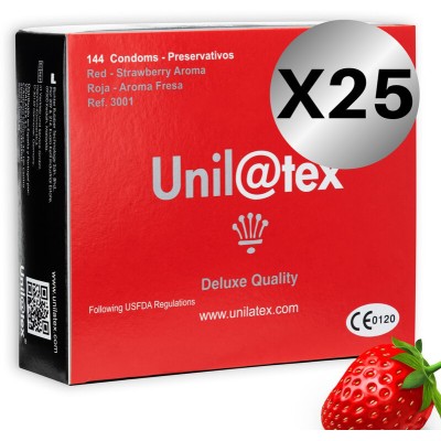 UNILATEX - PACOTE DE CONSERVANTES UNILATEX VERMELHO / MORANGO 25 X 144 UNIDADES - D-205386 - Dona Pimenta