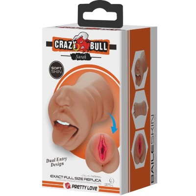 CRAZY BULL - SARAH DUPLO MASTURBADOR BOCA E VAGINA CARNE - D-242445 - Dona Pimenta