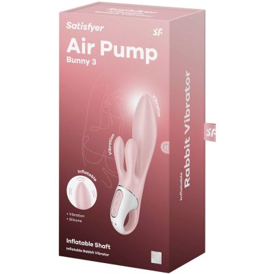 SATISFYER - AIR PUMP BUNNY 3 VIBRADOR DE COELHO INFLÁVEL ROSA - D-241202 - Dona Pimenta