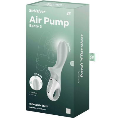 SATISFYER - AIR PUMP BOOTY 3 VIBRADOR ANAL INFLÁVEL GREYGREEN - D-241204 - Dona Pimenta