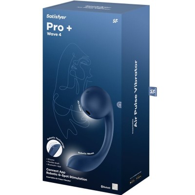 SATISFYER - PRO+ WAVE 4 ESTIMULADOR DE PONTO G E AIR PULSE APLICATIVO GRATUITO AZUL ESCURO - D-241669 - Dona Pimenta