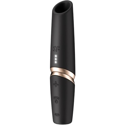 SATISFYER - ESTIMULADOR DE CLITÓRIS PERFECT KISS WAVE PRETO / DOURADO - D-242632 - Dona Pimenta