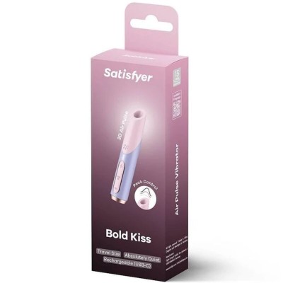 SATISFYER - ESTIMULADOR DE CLITÓRIS BOLD KISS WAVE ROSA / VIOLETA - D-242636 - Dona Pimenta