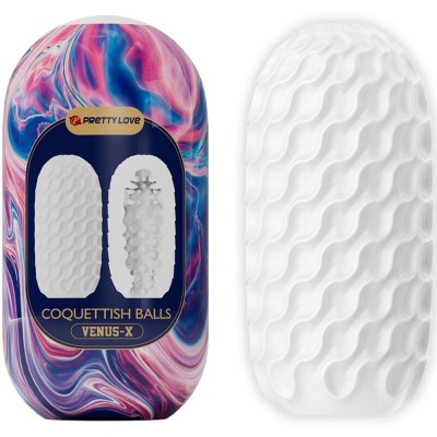 PRETTY LOVE - MASTURBADOR MASCULINO DE SILICONE COQUETTISH BALLS BRANCO - D-242434 - Dona Pimenta