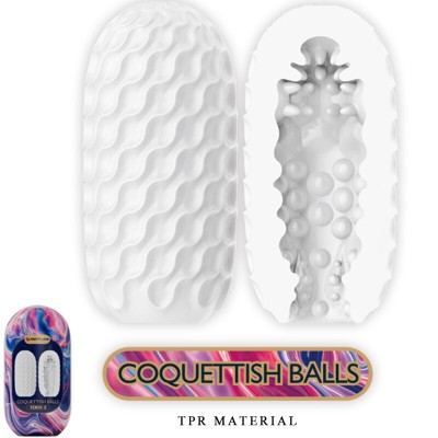 PRETTY LOVE - MASTURBADOR MASCULINO DE SILICONE COQUETTISH BALLS BRANCO - D-242434 - Dona Pimenta