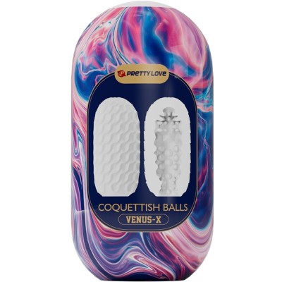 PRETTY LOVE - MASTURBADOR MASCULINO DE SILICONE COQUETTISH BALLS BRANCO - D-242434 - Dona Pimenta