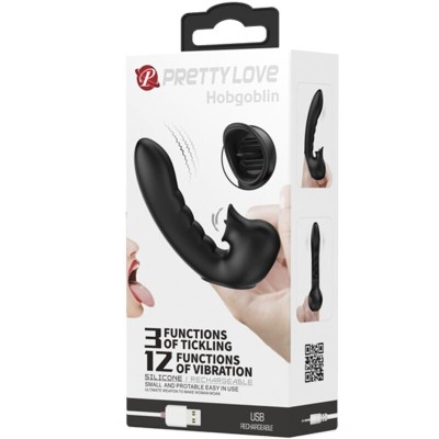 PRETTY LOVE - HOBGOBLIN VIBRATING FINGER CASE 12 VIBRAÇÕES + ESTIMULADOR DE CLITÓRIS PRETO - D-242408 - Dona Pimenta