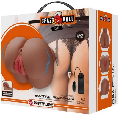 CRAZY BULL - VIBRADOR KYLIE ASS COM CONTROLE REMOTO REALISTA DE VAGINA E ÂNUS - D-242481 - Dona Pimenta