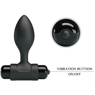 PRETTY LOVE - VIBRA BUTT 10 VIBRAÇÕES PLUG ANAL PRETO - D-242405 - Dona Pimenta