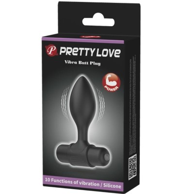 PRETTY LOVE - VIBRA BUTT 10 VIBRAÇÕES PLUG ANAL PRETO - D-242405 - Dona Pimenta