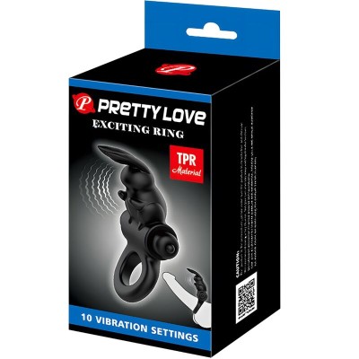 PRETTY LOVE - ANEL VIBRADOR COELHO ANEL EXCITANTE 10 VIBRAÇÕES PRETO - D-242428 - Dona Pimenta