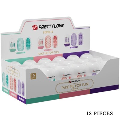 PRETTY LOVE - CUPID X 18 MASTURBADORES MASCULINOS DIFERENTES TEXTURAS - D-242432 - Dona Pimenta