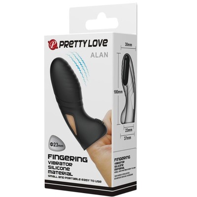 PRETTY LOVE - VIBRADOR DE DEDO DE SILICONE ALAN PRETO - D-242409 - Dona Pimenta