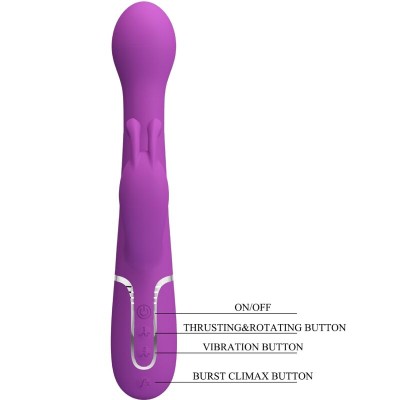 PRETTY LOVE - DEJON 3 EM 1 MULTIFUNCIONAL RABBIT VIBRADOR ROXO - D-242455 - Dona Pimenta