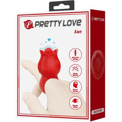 PRETTY LOVE - VIBRADOR DE DEDO EM FORMA DE JAE ROSE 10 VIBRAÇÕES VERMELHO - D-242464 - Dona Pimenta