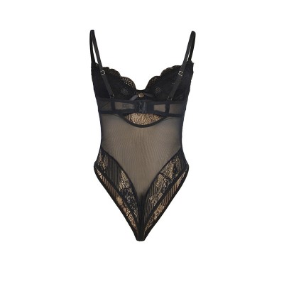 SUBBLIME - 955618 BODYSUIT DE RENDA COM FECHO DE BAIXO PRETO S/M - D-242680 - Dona Pimenta