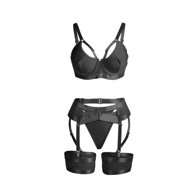 SUBBLIME - 955236 SUTIÃ BONDAGE PRETO COM CONJUNTO DE LIGA S/M - D-242644 - Dona Pimenta