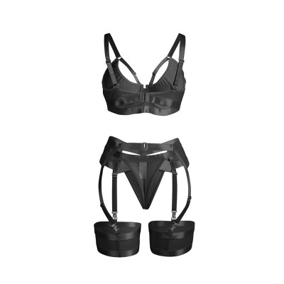 SUBBLIME - 955236 SUTIÃ BONDAGE PRETO COM CONJUNTO DE LIGA S/M - D-242644 - Dona Pimenta