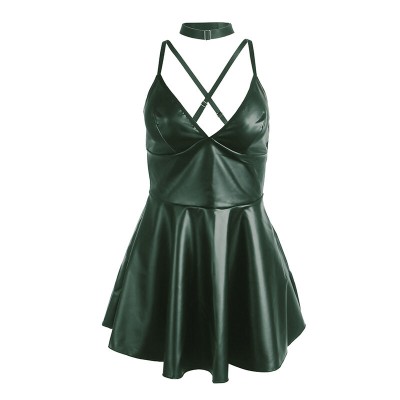 SUBBLIME - 955434 VESTIDO COM ALÇAS DE COURO VERDE S/M - D-242662 - Dona Pimenta