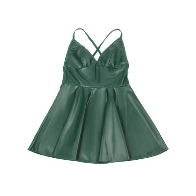 SUBBLIME - 955434 VESTIDO COM ALÇAS DE COURO VERDE S/M - D-242662 - Dona Pimenta