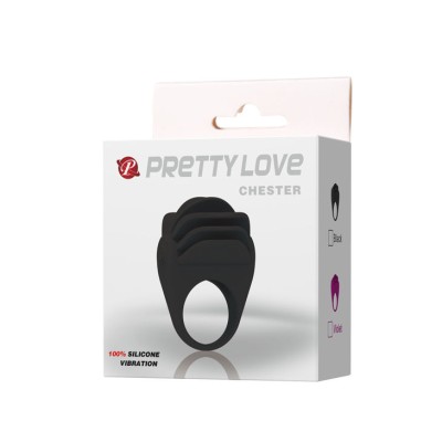 PRETTY LOVE CHESTER ANILLO VIBRADOR NEGRO - D-205206 - Dona Pimenta