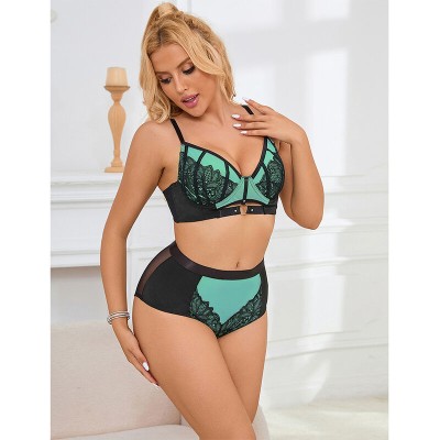 SUBBLIME - 955564 CONJUNTO DE SUTIÃ DE COURO VERDE COM ZÍPER DE MALHA L/XL - D-242675 - Dona Pimenta