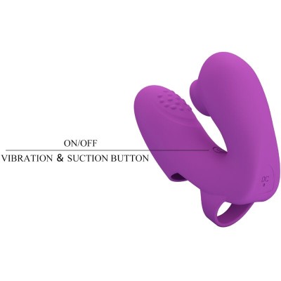 PRETTY LOVE - VIBRADOR DE DEDO ATHENA COM ESTIMULADOR DE CLITÓRIS ROXO - D-242452 - Dona Pimenta