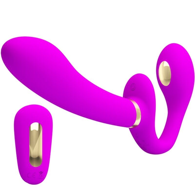 PRETTY LOVE - THUNDERBIRD VIBRADOR DUPLO STRAP-ON CONTROLE REMOTO ROXO - D-242430 - Dona Pimenta