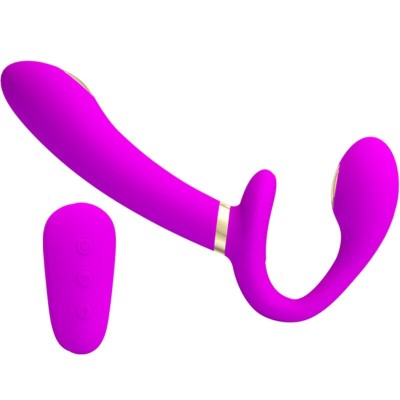 PRETTY LOVE - THUNDERBIRD VIBRADOR DUPLO STRAP-ON CONTROLE REMOTO ROXO - D-242430 - Dona Pimenta