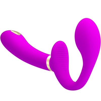 PRETTY LOVE - THUNDERBIRD VIBRADOR DUPLO STRAP-ON CONTROLE REMOTO ROXO - D-242430 - Dona Pimenta