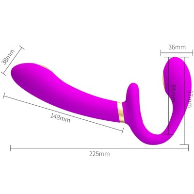 PRETTY LOVE - THUNDERBIRD VIBRADOR DUPLO STRAP-ON CONTROLE REMOTO ROXO - D-242430 - Dona Pimenta