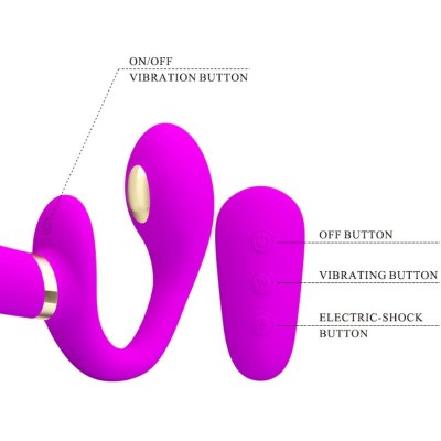 PRETTY LOVE - THUNDERBIRD VIBRADOR DUPLO STRAP-ON CONTROLE REMOTO ROXO - D-242430 - Dona Pimenta