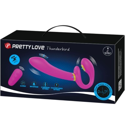 PRETTY LOVE - THUNDERBIRD VIBRADOR DUPLO STRAP-ON CONTROLE REMOTO ROXO - D-242430 - Dona Pimenta