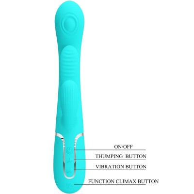 PRETTY LOVE - SHANIA TRIPLE RABBIT MULTIFUNCIONAL VIBRADOR 3 EM 1 AZUL - D-242470 - Dona Pimenta