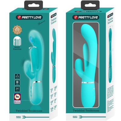 PRETTY LOVE - SHANIA TRIPLE RABBIT MULTIFUNCIONAL VIBRADOR 3 EM 1 AZUL - D-242470 - Dona Pimenta