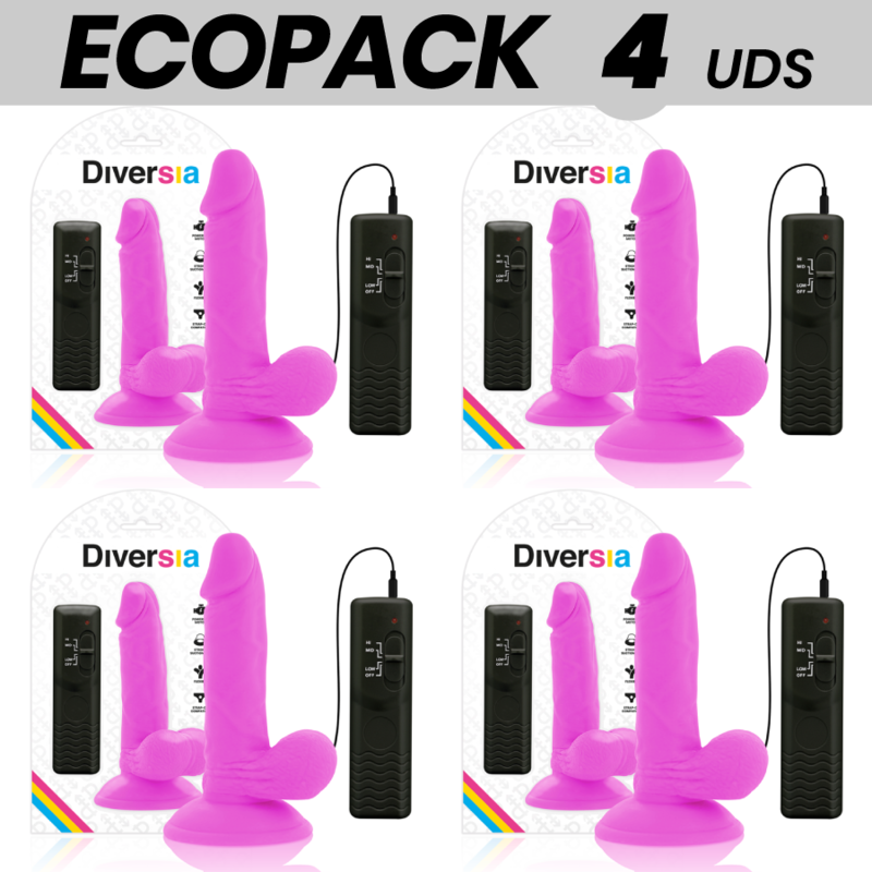 ECOPACK 6 UNIDADES - DIVERSIA DILDO VIBRANTE FLEXÍVEL ROXO 17 CM -O- 3.3 CM - D-231472 - Dona Pimenta