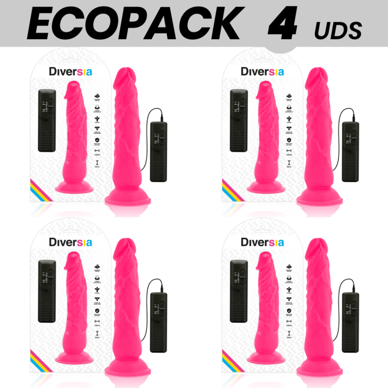 ECOPACK 6 UNIDADES - DIVERSIA DILDO VIBRANTE FLEXÍVEL ROSA 21 CM -O- 4.9 CM - D-231481 - Dona Pimenta