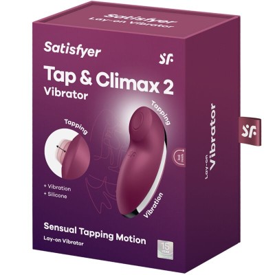 SATISFYER - TAP & CLIMAX 2 VIBRADOR & ESTIMULADOR VERMELHO - D-241755 - Dona Pimenta