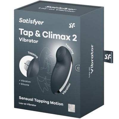 SATISFYER - TAP & CLIMAX 2 VIBRADOR E ESTIMULADOR CINZA - D-241756 - Dona Pimenta