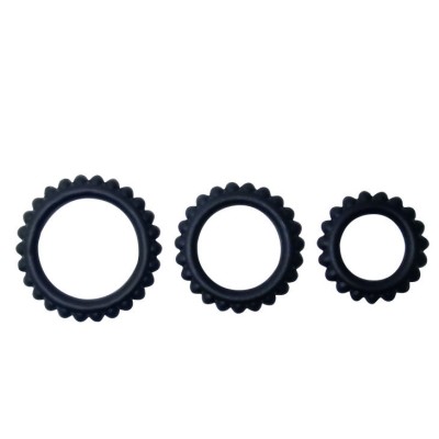 BAILE  TITAN SET 3PCS COCK RING BLACK 2.8 + 2.4 + 1.9 CM - D-208715 - Dona Pimenta